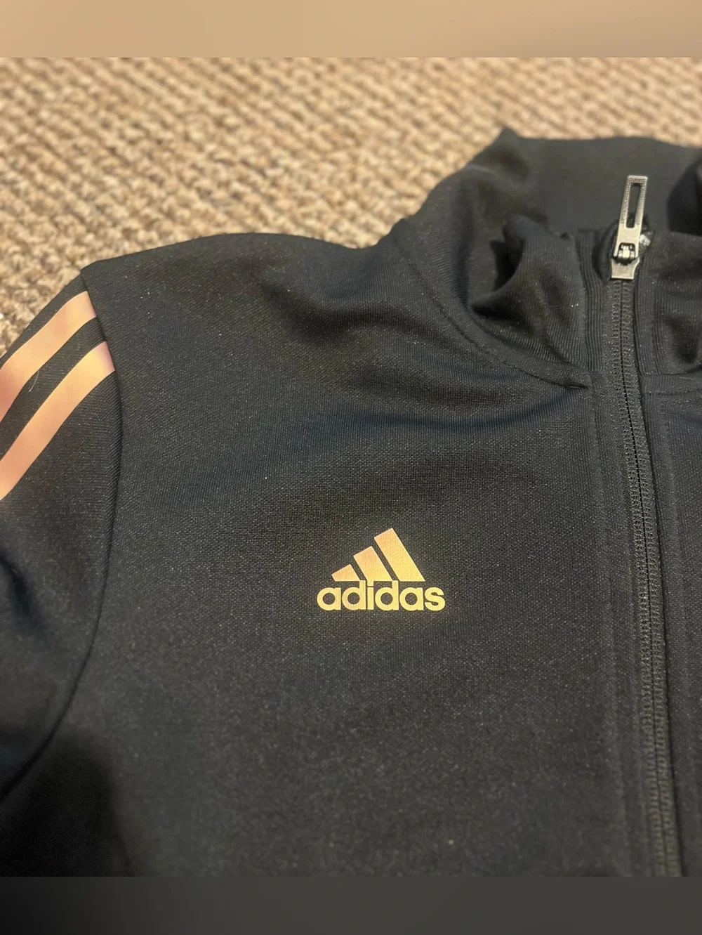 Adidas Women's Black Zip-Up  with Rose Gold Logo